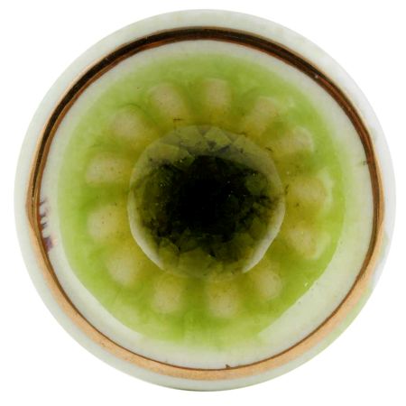 Lime Green Wheel Ceramic Cabinet Knob in Silver Fitting